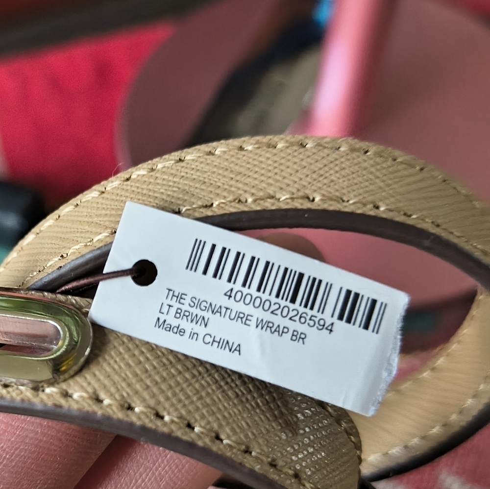 Henri Bendel Beige Leather Wrap Bracelet Silver - Picture 2 of 2